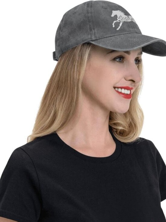 Women\'s Floral and Horse Hat Adjustable Washed Vintage Baseball Cap Deep Heather main image 4